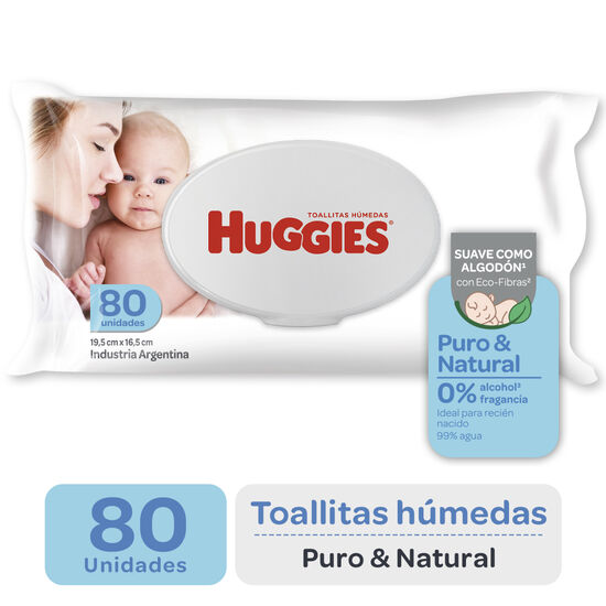 TOALLITAS HUMEDAS HUGGIES PURO Y NATURAL x80